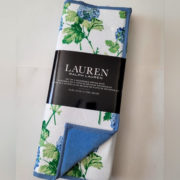 Lauren Ralph Lauren 2 Kitchen Drying Mats Floral Print Reversible - Picture 1 of 3